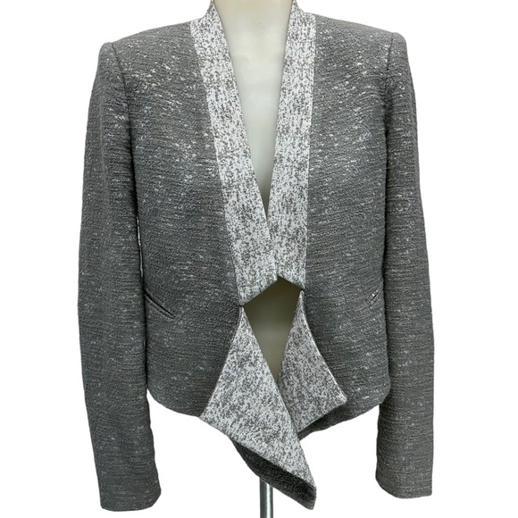 BCBGMaxAzria Jackets & Blazers - BCBG Maxazria Candice Dove Gray Cropped Draped Blazer Jacket Sz XS Shoul…